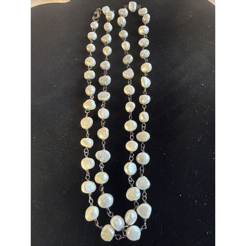 Vintage Freshwater Pearls 28” Hand Linked 925 Sterling Clasp 36.4 Grams